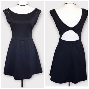 Kirra PacSun Studded Black Dress Open Back Short Sleeves